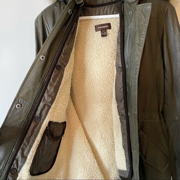 DANIER | Green Leather Winter Coat - Picture 2 of 10